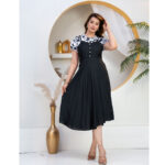 Black Printed Inner Top Dungaree Set Stylish Layered Casual Outfit